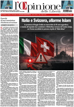 Prima pagina L'Opinione delle Libertà di oggi - Quotidiano nazionale
