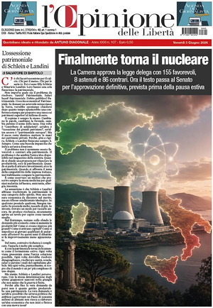Prima pagina L'Opinione delle Libertà di oggi - Quotidiano nazionale