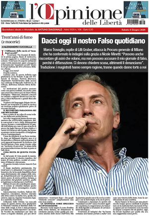 Prima pagina L'Opinione delle Libertà di oggi - Quotidiano nazionale