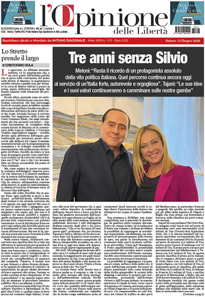 Prima pagina L'Opinione delle Libertà di oggi - Quotidiano nazionale