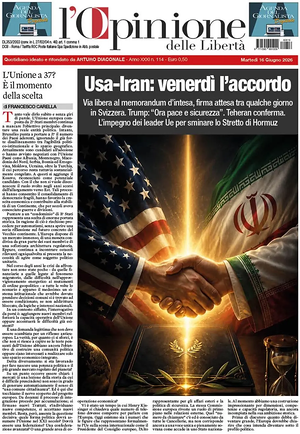 Prima pagina L'Opinione delle Libertà di oggi - Quotidiano nazionale