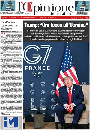 Prima pagina L'Opinione delle Libertà di oggi - Quotidiano nazionale