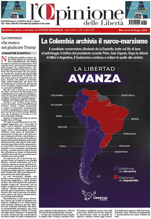Prima pagina L'Opinione delle Libertà di oggi - Quotidiano nazionale