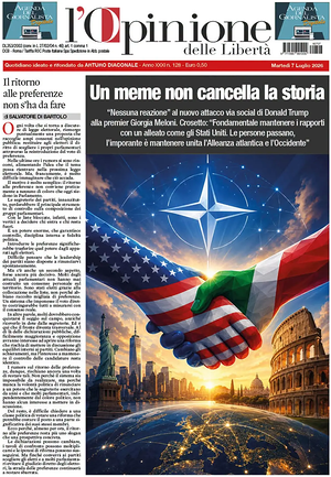 Prima pagina L'Opinione delle Libertà di oggi - Quotidiano nazionale
