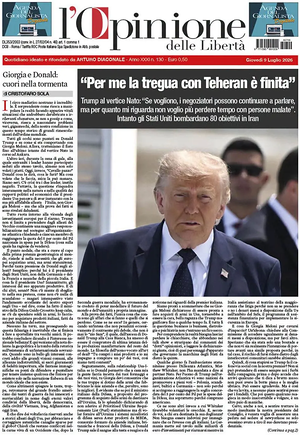 Prima pagina L'Opinione delle Libertà di oggi - Quotidiano nazionale