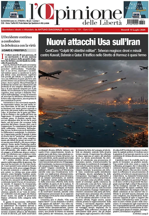Prima pagina L'Opinione delle Libertà di oggi - Quotidiano nazionale