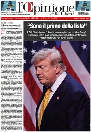Prima pagina L'Opinione delle Libertà di oggi - Quotidiano nazionale