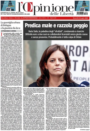 Prima pagina L'Opinione delle Libertà di oggi - Quotidiano nazionale