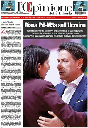 Prima pagina L'Opinione delle Libertà di oggi - Quotidiano nazionale