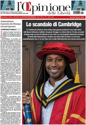 Prima pagina L'Opinione delle Libertà di oggi - Quotidiano nazionale