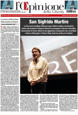 Prima pagina L'Opinione delle Libertà di oggi - Quotidiano nazionale