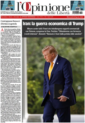 Prima pagina L'Opinione delle Libertà di oggi - Quotidiano nazionale