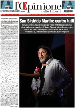 Prima pagina L'Opinione delle Libertà di oggi - Quotidiano nazionale