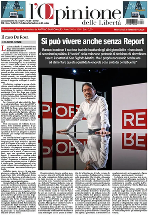Prima pagina L'Opinione delle Libertà di oggi - Quotidiano nazionale