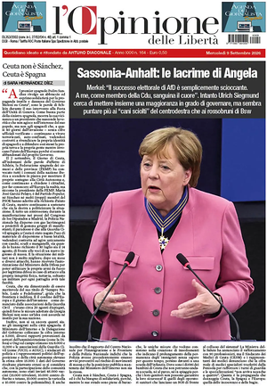 Prima pagina L'Opinione delle Libertà di oggi - Quotidiano nazionale