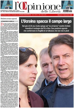 Prima pagina L'Opinione delle Libertà di oggi - Quotidiano nazionale