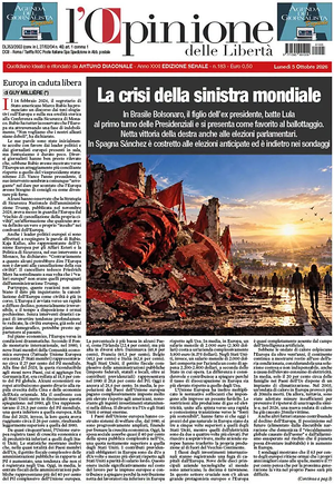 Prima pagina L'Opinione delle Libertà di oggi - Quotidiano nazionale