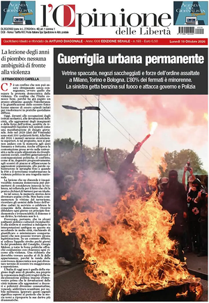 Prima pagina L'Opinione delle Libertà di oggi - Quotidiano nazionale