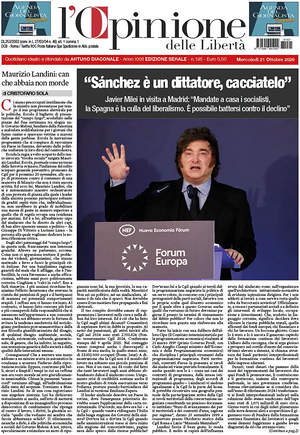 Prima pagina L'Opinione delle Libertà di oggi - Quotidiano nazionale