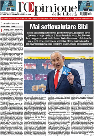 Prima pagina L'Opinione delle Libertà di oggi - Quotidiano nazionale