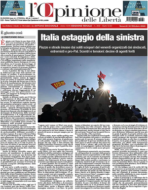 Prima pagina L'Opinione delle Libertà di oggi - Quotidiano nazionale