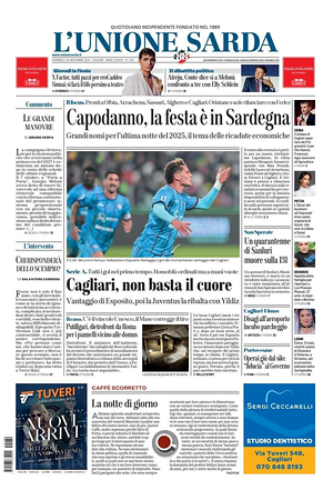 Prima pagina L'Unione Sarda di oggi - Quotidiano regionale
