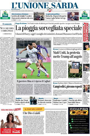 Prima pagina L'Unione Sarda di oggi - Quotidiano regionale