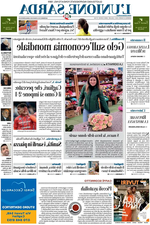 Prima pagina L'Unione Sarda di oggi - Quotidiano regionale