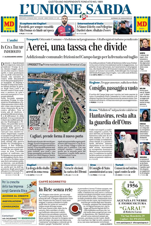 Prima pagina L'Unione Sarda di oggi - Quotidiano regionale