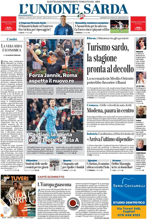Prima pagina L'Unione Sarda di oggi - Quotidiano regionale