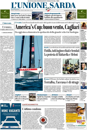 Prima pagina L'Unione Sarda di oggi - Quotidiano regionale