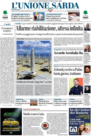 Prima pagina L'Unione Sarda di oggi - Quotidiano regionale