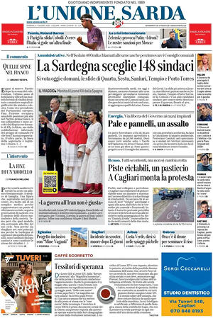 Prima pagina L'Unione Sarda di oggi - Quotidiano regionale