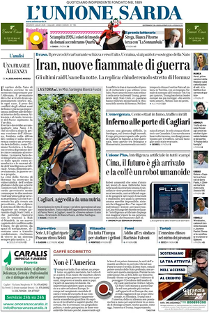 Prima pagina L'Unione Sarda di oggi - Quotidiano regionale
