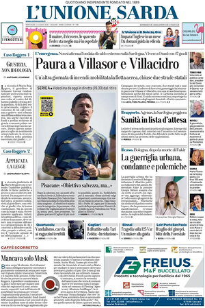 Prima pagina L'Unione Sarda di oggi - Quotidiano regionale