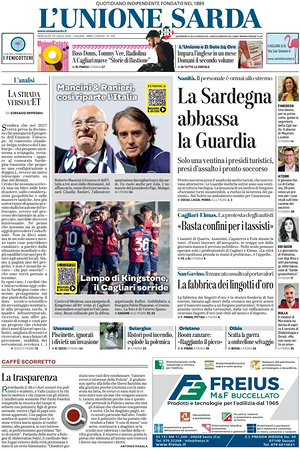 Prima pagina L'Unione Sarda di oggi - Quotidiano regionale