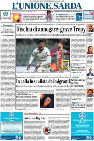 Prima pagina L'Unione Sarda di oggi - Quotidiano regionale