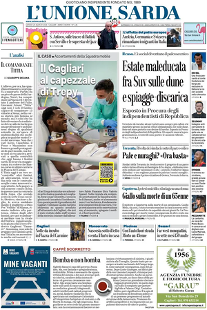 Prima pagina L'Unione Sarda di oggi - Quotidiano regionale