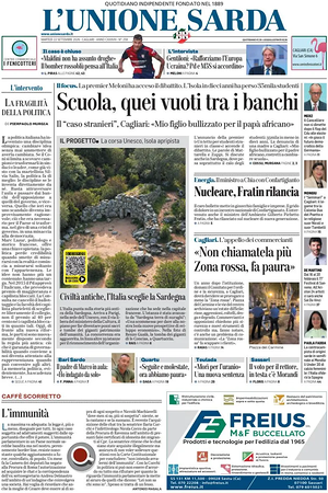 Prima pagina L'Unione Sarda di oggi - Quotidiano regionale