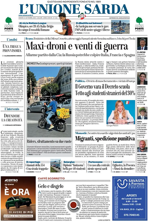 Prima pagina L'Unione Sarda di oggi - Quotidiano regionale