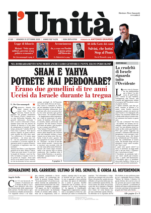 L'Unità prima pagina