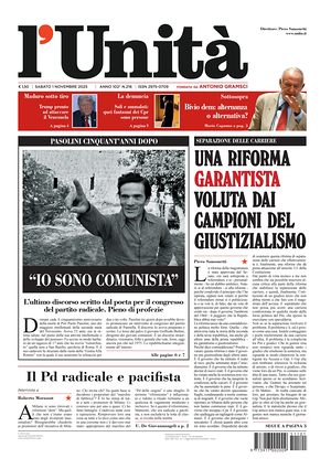 L'Unità prima pagina