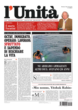 Prima pagina L'Unità di oggi - Quotidiano nazionale