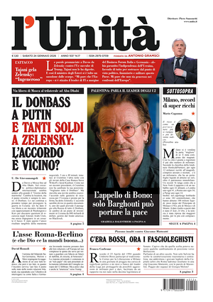 Prima pagina L'Unità di oggi - Quotidiano nazionale