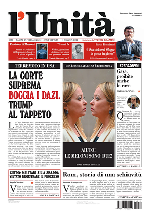 Prima pagina L'Unità di oggi - Quotidiano nazionale