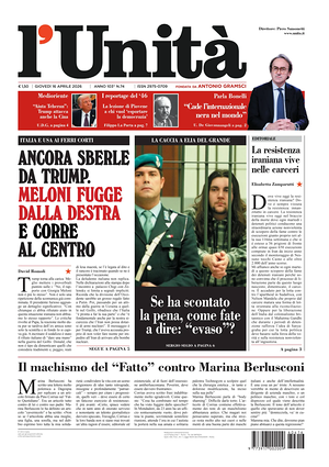 Prima pagina L'Unità di oggi - Quotidiano nazionale