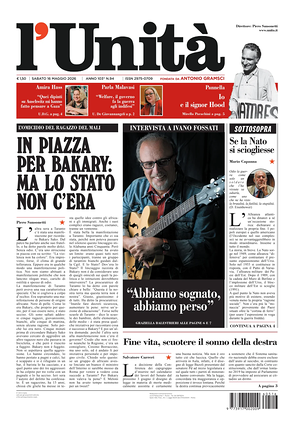 Prima pagina L'Unità di oggi - Quotidiano nazionale