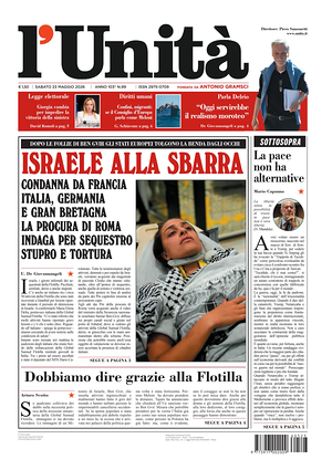 Prima pagina L'Unità di oggi - Quotidiano nazionale