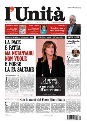 Prima pagina L'Unità di oggi - Quotidiano nazionale
