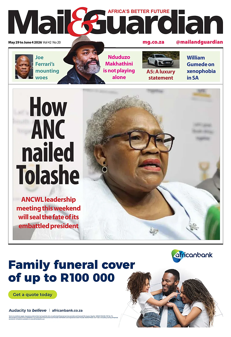 Prima pagina Mail & Guardian di oggi - Edicola 29 Maggio 2026